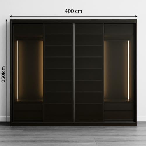Modern clothes wardrobe 4 doors with zipper | Widt...