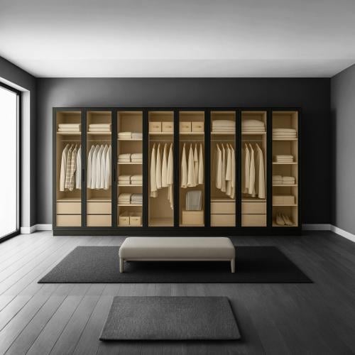 Clothes wardrobe 8 hinged doors glass | Width 400...