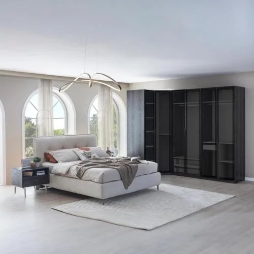 Corner wardrobe | Spanish chipboard wood | 10-year warranty | Free delivery and installation Jeddah and Mecca only