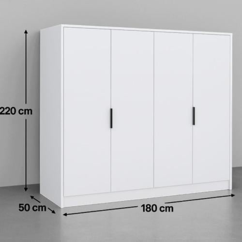 White wardrobe | 180 cm × 220 cm | 4 hinged doors...
