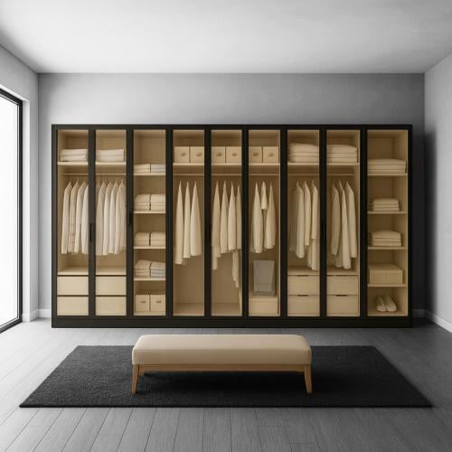 Clothes wardrobe 9 hinged doors glass | Width 450...
