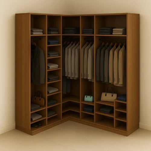 Corner modern wardrobe | Spanish chipboard wood | Practical design to save space | 10-year warranty | Free delivery and installati...