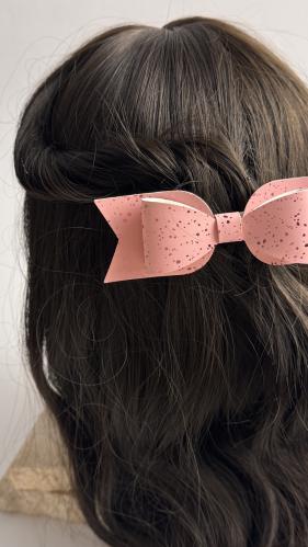 توكة جلد وري منقط بلون وردي لامع