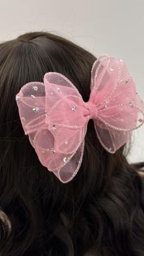 توكة شيفون وردي مزينة بجلتر فضي