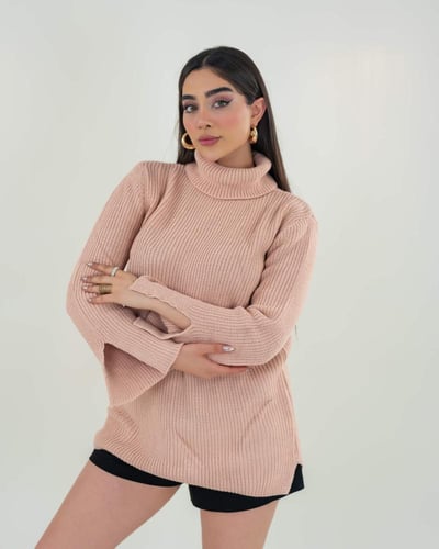 سترة صوف ياقة مرتفعة - فري سايز