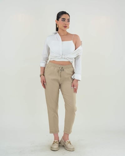 بنطلون نسائي سكيني مقاس كبير مثني الأطراف