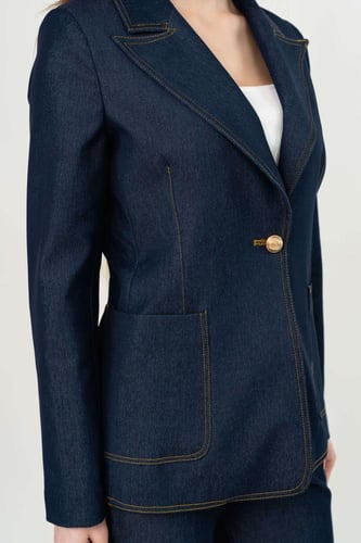 طقم جينز نسائي رسمي مخصر كحلي