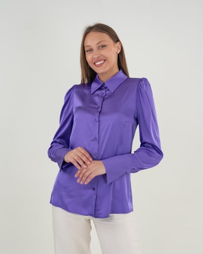 قميص ستان نسائي بتفصيل أكتاف أنيق