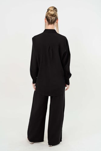 طقم نسائي كاجوال طويل واسع أسود