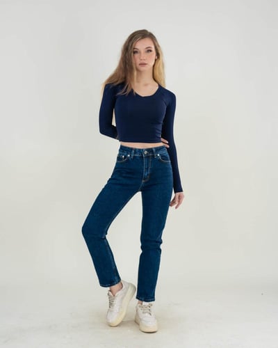 جينز نسائي سكيني (سلم فت) – أزرق غامق