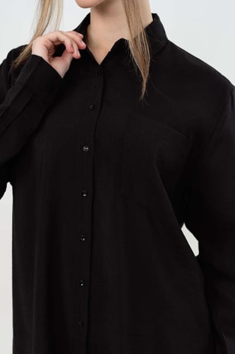 طقم نسائي كاجوال طويل واسع أسود