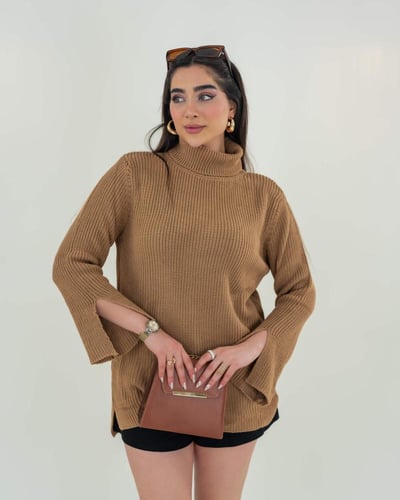 سترة صوف ياقة مرتفعة - فري سايز