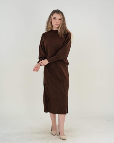 فستان شتوي ثقيل قطعتين مع سترة – فري سايز