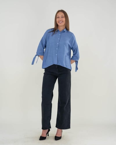 جينز نسائي أوفر سايز رصاصي غامق