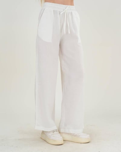 بنطلون كتان نسائي واسع مريح وأنيق