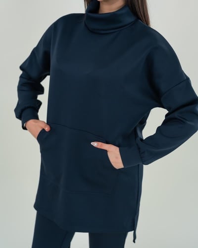 طقم نسائي أوفر سايز بياقة مرتفعة