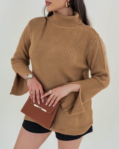 سترة صوف ياقة مرتفعة - فري سايز