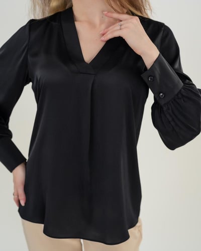 قميص ستان كلاسيك بياقة V نسائي