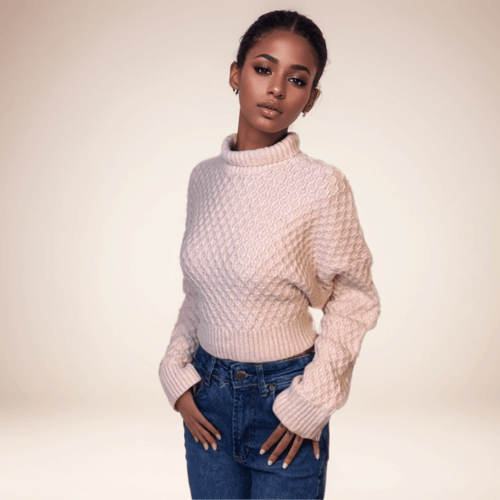 بلوزة شتوية ياقة مرتفعة – فري سايز