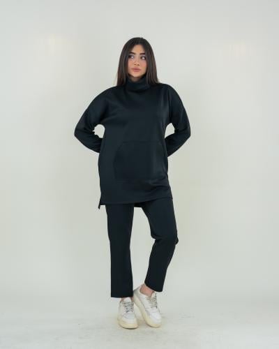 طقم نسائي أوفر سايز بياقة مرتفعة
