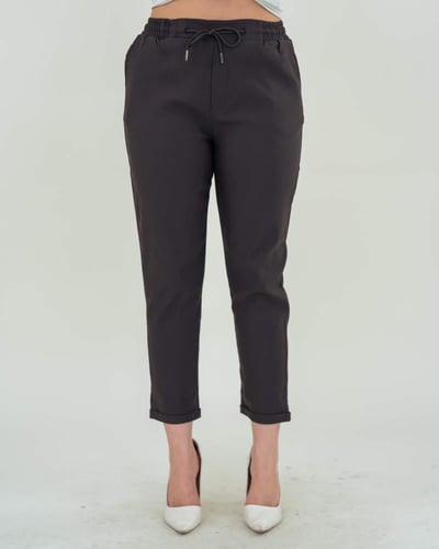 بنطلون نسائي سكيني بني مقاس كبير مثني الاطراف