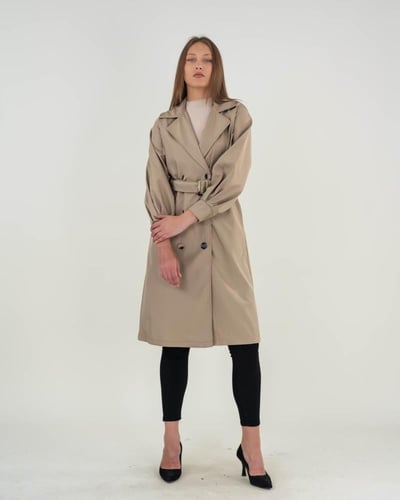 معطف نسائي طويل وتر بروف مع حزام