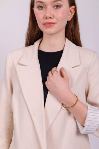 جاكيت نسائي كتان أوفر سايز سكري