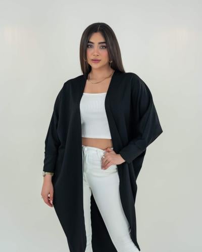 كارديجان نسائي طويل أسود فري سايز