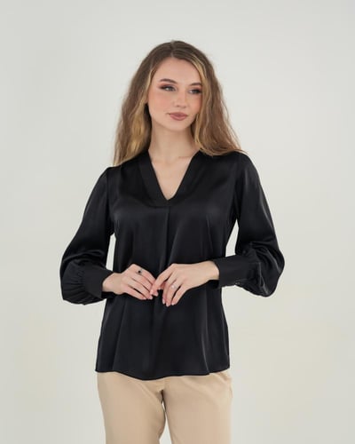 قميص ستان كلاسيك بياقة V نسائي