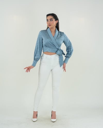 قميص نسائي ستان قصير بربطة خصر نقشة تايجر