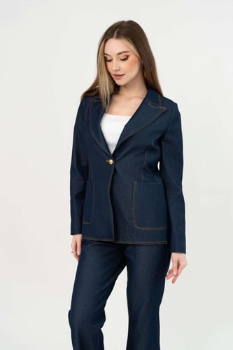 طقم جينز نسائي رسمي مخصر كحلي