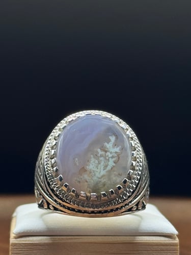 عقيق خرساني (ورد الربيع) فاخر – فضة عيار 950