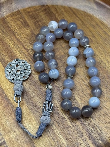 عقيق طبيعي مخطط رمادي – طربزونة فاخرة