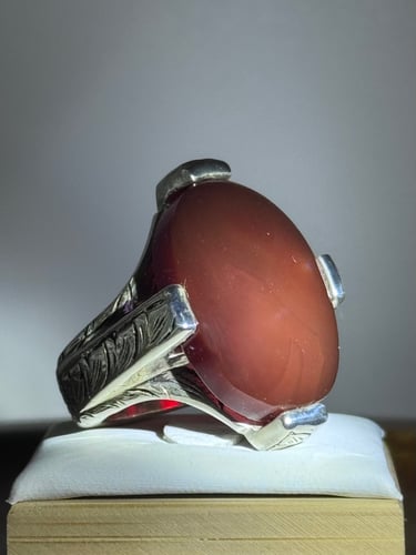 عقيق يماني كبدي راهي فاخر – فضة عيار 950