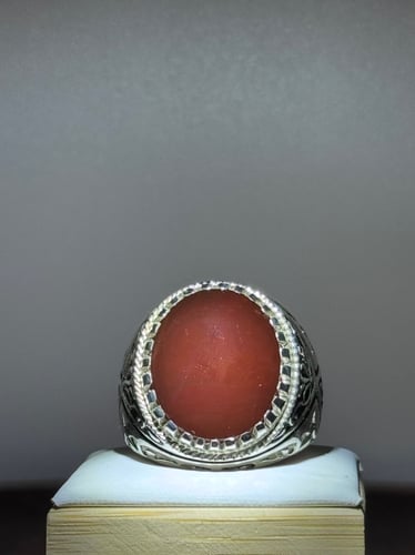 عقيق كبدي يماني فاخر – فضة عيار 950