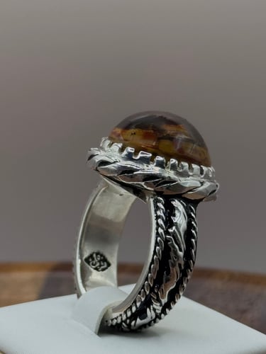 ملكي عقيق يماني بقراني فاخر– فضة عيار 950