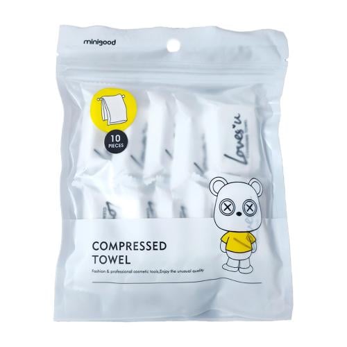 ميني جود مناشف قطنية مضغوطة حجم كبير -10 قطع