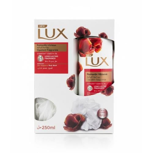 لوكس غسول جسم عطري مع ليفة رومانسية الكركديه - 250...