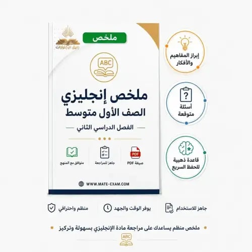 ملخص إنجليزي أول متوسط ف 2 1447 ه