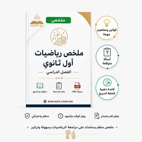 ملخص رياضيات اول ثانوي ف 2 1447 ه