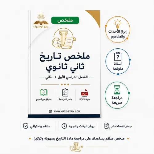 ملخص التاريخ ثاني ثانوي ف1+ف2 1447 هـ