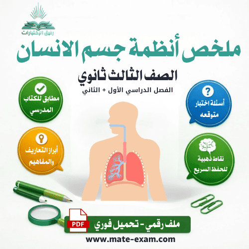 ملخص أنظمة جسم الإنسان – ثالث ثانوي مسارات (الفصل...