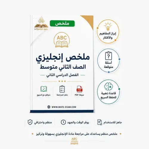 ملخص إنجليزي ثاني متوسط ف 2 1447 ه