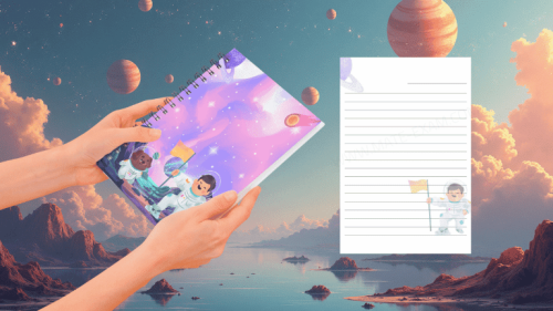 غلاف دفتر أنيق بتصميم كواكب