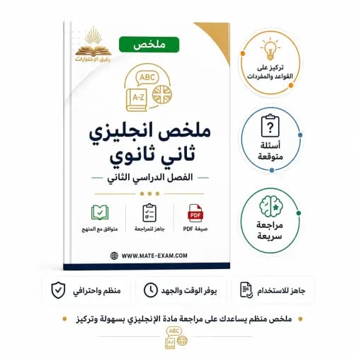 ملخص انجليزي ثاني ثانوي ف 2 1447 هـ