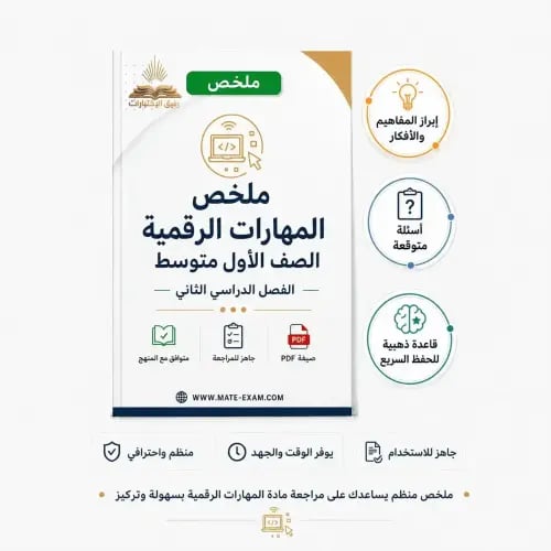 ملخص المهارات رقمية أول متوسط ف 2 1447 ه