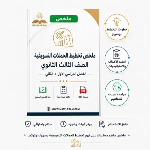 ملخص تخطيط الحملات التسويقية الصف الثالث ثانوي الف...