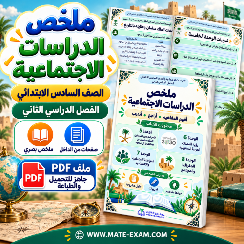 ملخص الدراسات الاجتماعية سادس ابتدائي الفصل الثاني...
