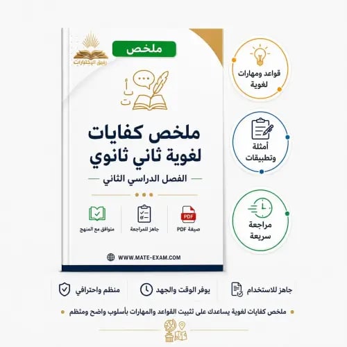 ملخص كفايات لغوية ثاني ثانوي ف 2 1447 هـ