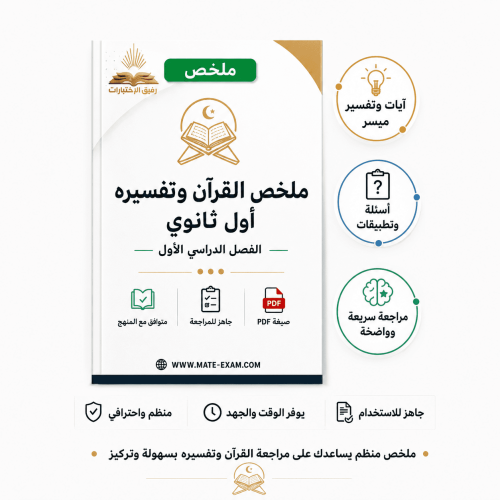 ملخص القران الكريم وتفسيرة اول ثانوي ف 1 1447 ه